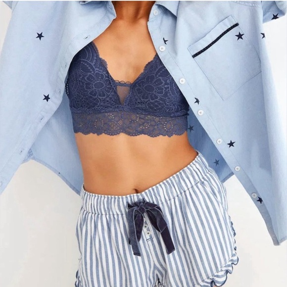aerie Other - Aerie Flannel Boyfriend Pajama Top Monaco Blue Star Print Size M